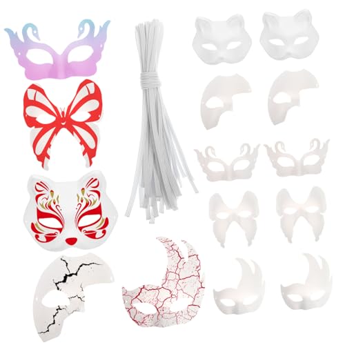 DIYEAH 15 Stück Malbare Papiermaske für Karneval Halloween Mardi Gras und Cosplay für Kreative Bastelprojekte und Gruppenaktivitäten von DIYEAH