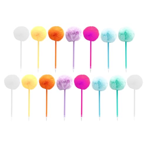 DIYEAH 15 Stück Pom-Pom-Kugelschreiber – Bunte, flauschige Kugelschreiber für Mädchen, süße, flauschige Stifte für Weihnachten, Feiertage, Partygeschenke, Schreibwaren, Bürobedarf von DIYEAH