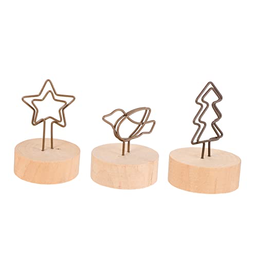DIYEAH 15 Stück Teiliges Holz Memo Clips mit Retro Design Tischkartenhalter für Fotos Notizen Hochzeiten Geburtstagsfeiern Bürodekoration Baum Vogel Stern Motive von DIYEAH