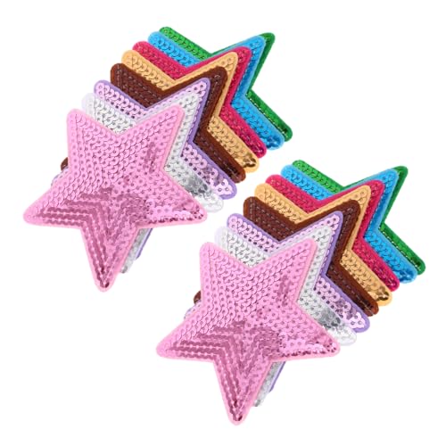 DIYEAH 16 Stück Fünfzackige Stern Pailletten Aufnäher Teiliges Aufbügelbare Patches für Kleidung Hüte und Jeans Einfache Diy Bastelaccessoires mit Funkelnden Sequins von DIYEAH