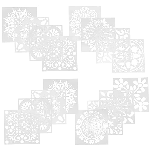 DIYEAH 16 Stück Malvorlage Malerei Malschablonen Mandala-Schablonen zum Malen Zeichnungsvorlagen basteln art set for Vorlagen malen Vorlagen zum Malen von Mandalas Weiß von DIYEAH