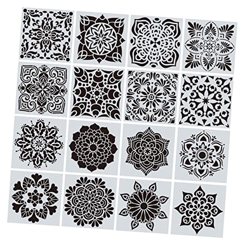 DIYEAH 16 Stück Zeichnungsvorlage Lineal Zeichnungen Boden Mehrere Herstellung Handwerk Fliesenschablone Wände Sprühen Wand Groß Für Mandala-schablonen Das Haustier von DIYEAH