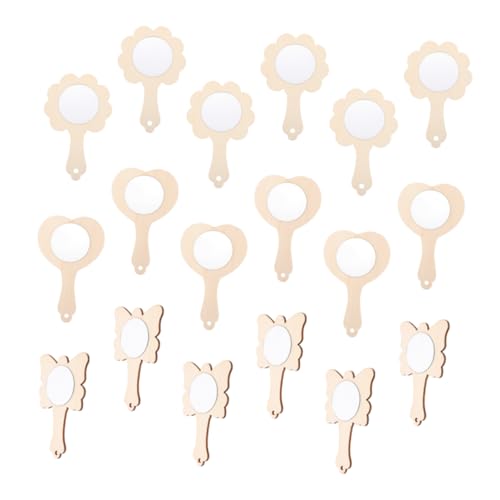DIYEAH 18 Stück Diy Holzspiegel Unbemalte Handspiegel für Bastelset zum Malen und Gestalten Holzspielzeug für Junge Mädchen für Diy Projekte und Kreative Hobbys von DIYEAH