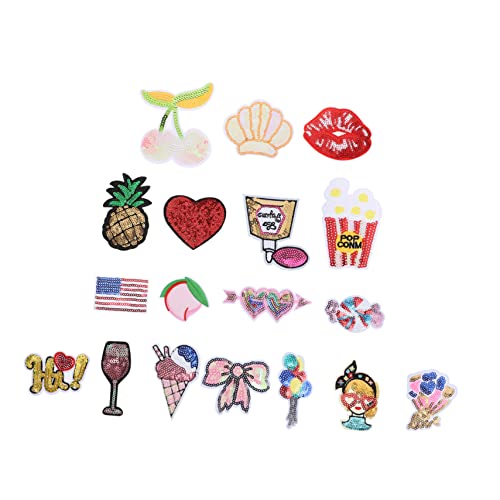 DIYEAH 18 Stück Teiliges Pailletten Stickapplikationen für DIY Nähprojekte Hochwertige Patches mit Kreativen Mustern zum Aufnähen Kleidung und Accessoires von DIYEAH