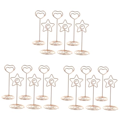 DIYEAH 18 Teiliges Tischkartenhalter Herzform Goldfarbene Fotoclips aus Stabilem Platzsparend und Leicht als Hochzeitstischnummernhalter Memo Namenskartenständer für Feiern und Büro von DIYEAH