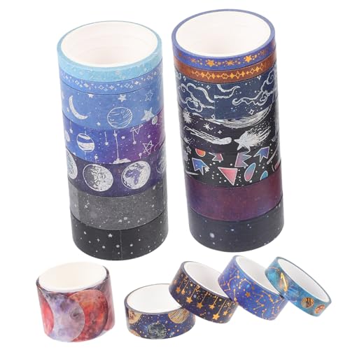 DIYEAH 19 Rollen Washi Tape Set Dekoratives Diy Klebeband für Scrapbooking Handwerk Dünnes Stilvolles Sternenhimmel Design Lila für Kreative Projekte von DIYEAH