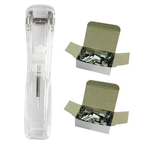 DIYEAH 1Satz Kreativer Nahtloser Hefter mit Nachfüll Clips für Büro Schule und Zuhause Klammern Transparenter Farbe Praktischer Clip Dispenser von DIYEAH