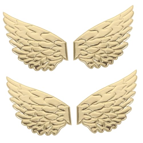 DIYEAH 2 Paare Angel Wings Patch Flügel-patches- Gestickte Reparaturapplikation Jacken Gestickter Aufnäher Engelsflügel-verzierung Flügelflicken Nähen Taschen Bügelbild Stoff Golden von DIYEAH