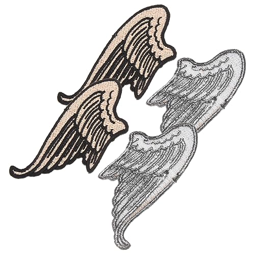DIYEAH 2 Paare Cartoon Flügel Aufnäher Bestickte Patches zum Aufnähen für Jacken Rucksäcke und Hüte PU Leder Langlebige Applikationen für Kreative DIY Projekte von DIYEAH
