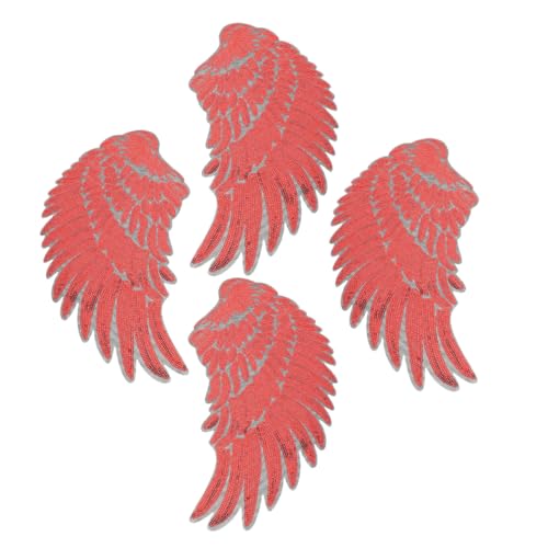 DIYEAH 2 Paare Federflügelaufkleber Dekorative Flügelflecken Jacke Patches Kleidung Dekorative Patches Bestickte Applikation Aufnähen Aufnäher Für Kleidung Stoff Patch Pailletten Rot von DIYEAH