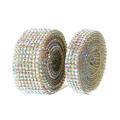 DIYEAH 2 Rollen Diamantklebernetz für Streifen Rosa klebrig Strassband selbstklebend Schleife Aufkleber mit Strassbändern selbstklebende Strasssticker Heißschmelzkleber von DIYEAH