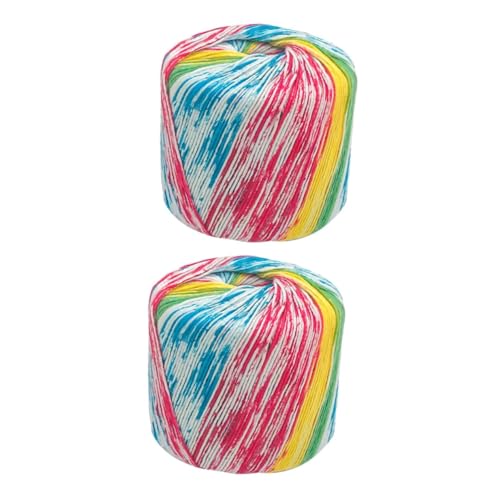 DIYEAH 2 Rollen Farbverlauf Baumwollgarn Neon Dickes Weiches Häkelgarn für DIY Handstricken Schal Mütze Decke Pullover Vielseitiges Garn für Handgefertigte Accessoires und Kinderdecken von DIYEAH