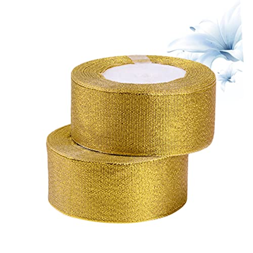 DIYEAH 2 Rollen Gold Glitzerband Yards Metallic Geschenkband für DIY Bastelprojekte Hochzeitsdekoration und Geschenkverpackung von DIYEAH