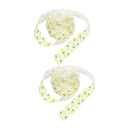 DIYEAH 2 Rollen Polyester Zitronen Dekorband Obstmotiv Geschenkband Robust Langlebig für DIY Basteln Geschenkverpackung Party Deko Frühling Sommer von DIYEAH