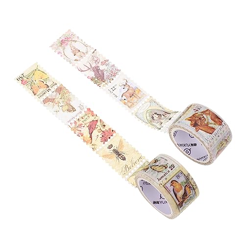 DIYEAH 2 Rollen Vintage Stamp Washi Tapes Retro Klebeband für Kreative Projekte Selbstklebend für Notizbuch Scrapbook und Dekoration von DIYEAH