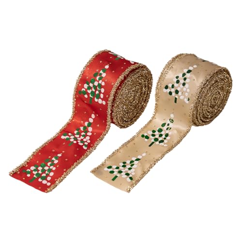 DIYEAH 2 Rollen Weihnachtsband mit Draht: Dekoratives Band zum Basteln von Weihnachtsbaumkränzen, Schleifen und Geschenkverpackungen – Geschenkverpackungszubehör mit Drahtkanten DIYEAH 2 Rollen Weihnachtsband mit Draht: Dekoratives Band zum Basteln von Weihnachtsbaumkränzen, Schleifen und Geschenkverpackungen – Geschenkverpackungszubehör mit Drahtkanten von DIYEAH