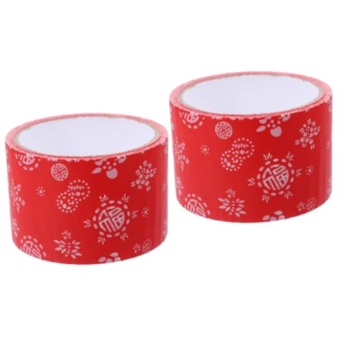 DIYEAH 2 Rollen dekorative Verpackungsbänder Vintage-Packband farbiges Band hochzeitsdeko Scrapbooking-Packband Scrapbook-DIY-Klebebänder Haftklebstoff auf Wasserbasis rot von DIYEAH
