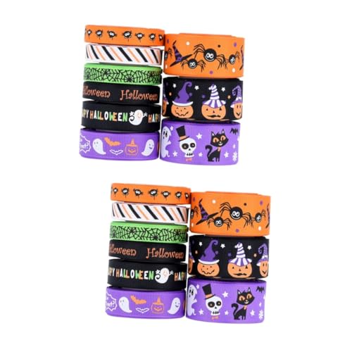 DIYEAH 2 Sätze Bandset Girlande Dekoration Halloween Lieferungen Kürbisse Geschenkband Halloween Halloween-dekoration Haarschleife Band Dekorative Bänder Für Partys Polyester 9 Rollen * 2 von DIYEAH
