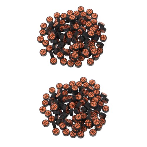 DIYEAH 2 Sätze Basketball Perlen Polymer Diy Bastelperlen Für Schmuckherstellung Lose Perlen Für Armbänder Und Kreative Projekte Für Handarbeiten Und 100 Stück * 2 von DIYEAH
