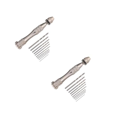 DIYEAH 2 Sätze Bohr- Und Schnitzwerkzeuge Schlagbohrer Schlüssel Puncher Loch Handwerkzeugbohrer Mini-handbohrer Kleine Bastelbohrer Aluminiumlegierung Silver von DIYEAH