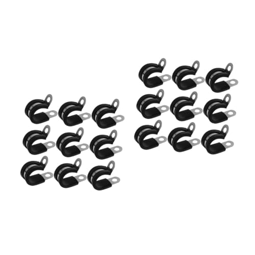 DIYEAH 2 Sätze Edelstahlklemme Kabel Klemmbausteine Gummigepolsterte Klemme Metallklemme Gummidrahtklemmen Gummipolsterklemmen Rostfreier Stahl Schwarz 20 Stück * 2 von DIYEAH