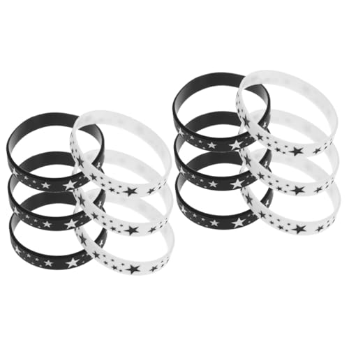 DIYEAH 2 Sätze Fünfzackstern Silikonarmband Dehnbare Handgelenkarmbänder Gästepass Armbänder Schwarz Und Weiß 6 Stücke * 2 von DIYEAH