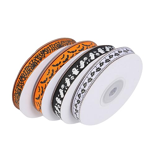 DIYEAH 2 Sätze Halloween-gurtband Hoch Dekorationen Klein Drinnen Geschenkband Halloween Dekoratives Band Für Halloween Halloween-partybevorzugung Bandverzierungen Polyester 4 Rollen * 2 von DIYEAH