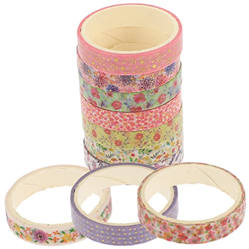 DIYEAH 2 Sätze Heißpräge-washi-tape Blumenaufkleber Für Dekoratives Klebeband Für Einklebebuch Klassische Thematische Aufkleber Rosa Bänder Punkt Japanisches Papier 10 Rollen * 2 von DIYEAH
