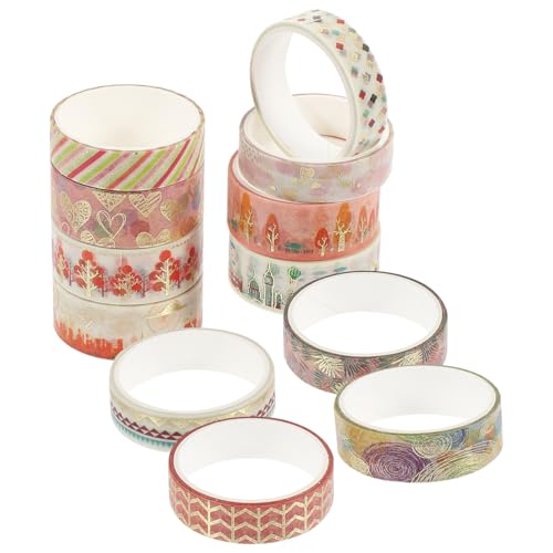 DIYEAH 2 Sätze Heißprägeband Basteln Für Bastelmaterial Für Bastelklötzchen The Washi Tape Gold Ästhetisch Farbig Diy Klebeband Klebebänder Japanisches Papier 12 Rollen * 2 von DIYEAH