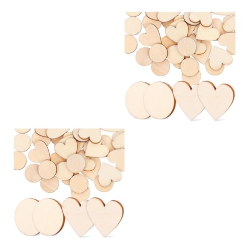 DIYEAH 2 Sätze Holzsplitter Dekorationen Wandkunst DIY Ausschnitt DIY Malmaterialien Kindergarten DIY Bastelzubehör Kreis Heim Und Küchenornamente Herzgravur 50 Stück * 2 von DIYEAH