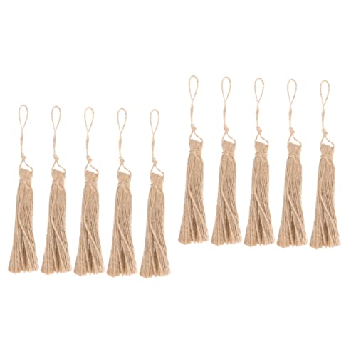 DIYEAH 2 Sätze Jute-quasten Dekoweihnachten Dekoring Weihnachten Quastenanhänger Lesezeichenquasten Zum Basteln Quasten Aus Juteseil Selber Machen Charme Quaste Light Brown 5 Stücke * 2 von DIYEAH