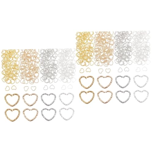 DIYEAH 2 Sätze Liebesring Kette Schmuck Perlen Herz Charme Herz-link-charme Bastelset Basteln Für Taschenornamente Herz Verbindungsringe Herz Biegeringe Metall 320 Stück * 2 von DIYEAH