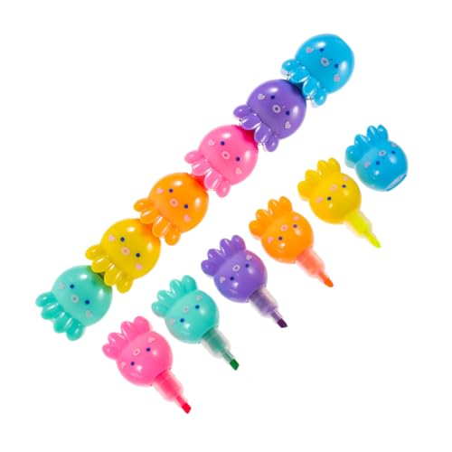 DIYEAH 2 Sätze Mini Octopus Fluorescent Highlighter Pens Stapelbar Kreative DIY Doodling Marker Bunte Leuchtfarben Praktisch Für Schule Büro von DIYEAH