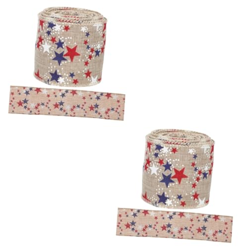 DIYEAH 2 Sätze Pentagrammband Rot Schleife Für Kuchenverpackungsband Banddekor Exquisites Wickelband Geschenkband Selber Machen Blumenverpackungsband Diy-bänder Stoff 2 Rollen * 2 von DIYEAH