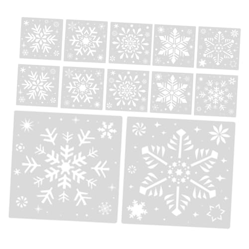 DIYEAH 2 Sätze Schneeflocke Malvorlage Winterschablonen Basteln Malvorlagen Ausschnitte weihnachtsstempel Weihnachts-Schablonen Bauernhausschablonen Schneeflocken-Schablonen pp Weiß von DIYEAH