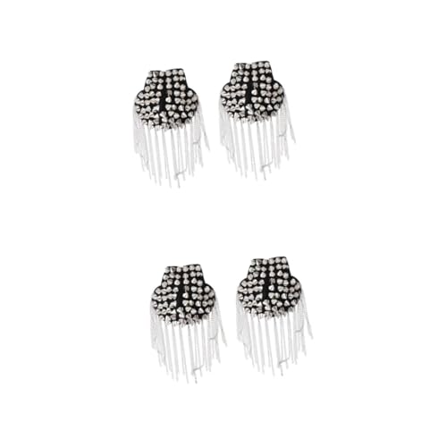 DIYEAH 2 Sätze Schulterklappen Mit Quaste Schmuck Quasten Schulterklappen Metall Schulterklappen Pads Bretter Niet Schulterklappen Kostümzubehör Legierung Silver 2 Stück * 2 von DIYEAH