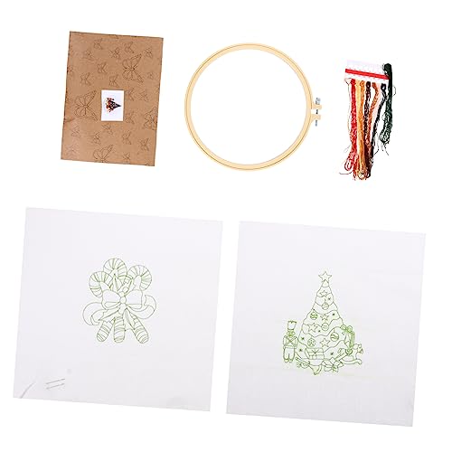 DIYEAH 2 Sätze Weihnachtsstickerei Teppichherstellungssets Stickrahmen Armbänder Bausatz Stich-Kits embroidery kit embroidery set DIY-Stickzubehör Kreuzstichpackungen für Anfänger Plastik von DIYEAH
