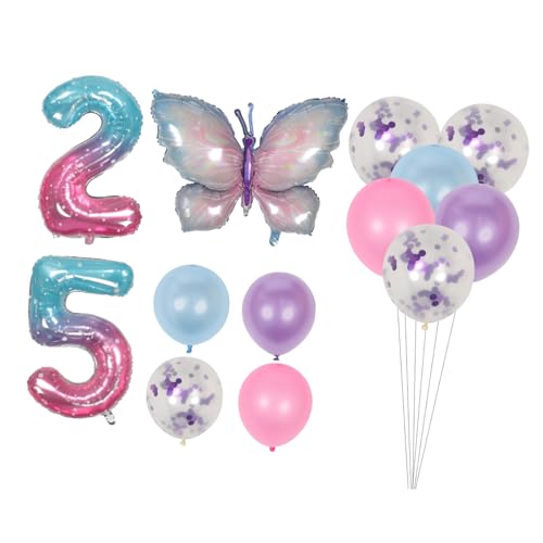 DIYEAH 2 Sets Schmetterlingsballon Set Happy Birthday Ballons Geburtstagsdeko Partyballons Kits Festival Partyballons Dekorative Ballons Aluminiumfolienballon Zur Dekoration von DIYEAH