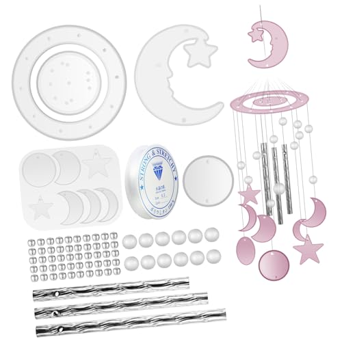 DIYEAH 2 Sets Windspiel Form Glockenspiel Set DIY Zubehör Flüssigkeit Pinzette Fensterdekor Produkt Pflanze Schlüsselanhänger Elektrisch Künstliche Herstellung Epoxid Silikon von DIYEAH