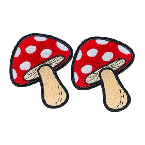 DIYEAH 2 Stück Aufnäher Zum Aufbügeln: Entzückende Cartoon-applikationen Für Kleidung – Niedliche Pilz-stickerei-patches Für Rucksäcke/mützen/jacken von DIYEAH
