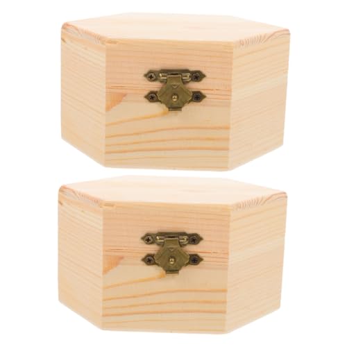 DIYEAH 2 Stück Box Holzschmuckschatulle Basteln Schmuckschatullen Unvollendete Unbemalte Holzkisten Schmuckhalter DIY Dekorative Boxen Kleine Unvollendete Boxen Basteln Holzkisten Beige von DIYEAH
