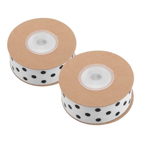 DIYEAH 2 Stück Breites Weißes Polyester Dekoband mit Punkten für Diy Haarclips Geschenkdekoration Yards pro Rolle für Bastelarbeiten von DIYEAH