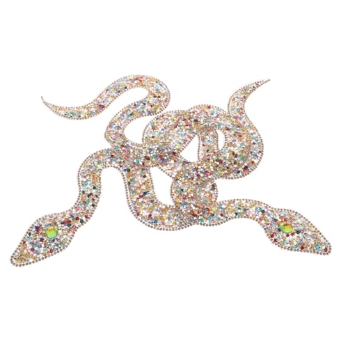 DIYEAH 2 Stück Dekorative Schlangen Patches Strass Perlen Applikation Aufbügelbar für DIY Kleidung Schuhe Taschen Hüte Robust Glänzend Vielseitig Baumwolle Leder von DIYEAH