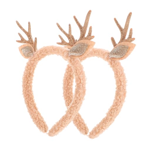DIYEAH 2 Stück Geweih Stirnband Zubehör Für Plüsch Hirschhörner Stirnbänder Kopfschmuck Reh Damen Rentiergeweih Haarbänder Erwachsene Weihnachtshaarband Hirsch-stirnband Stoff Khaki von DIYEAH
