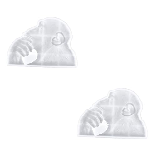 DIYEAH 2 Stück Gorilla Silikonform für Epoxidharz Diy Gießform für Gorilla Dekoration Flexibles Silikonmaterial für Kreative Bastelprojekte Weiß von DIYEAH