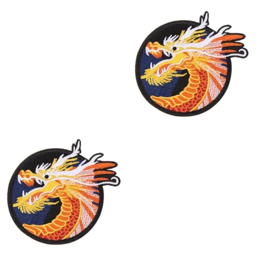 DIYEAH 2 Stück Kreative DIY Flicken Bestickte Aufnäher Patches Für Jacken Drachenhandwerk Drachenornament Stickflicken Applikationen Für Kleidung Zum Aufnähen Kleidung DIY von DIYEAH