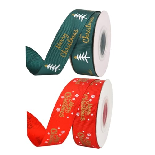 DIYEAH 2 Stück Pack Weihnachtsdekoration Geschenkband Bedrucktes Satinband Fröhlichen Farben für DIY Weihnachtsbaum Party und Geschenkerverpackung Yards pro Rolle DIYEAH 2 Stück Pack Weihnachtsdekoration Geschenkband Bedrucktes Satinband Fröhlichen Farben für DIY Weihnachtsbaum Party und Geschenkerverpackung Yards pro Rolle von DIYEAH