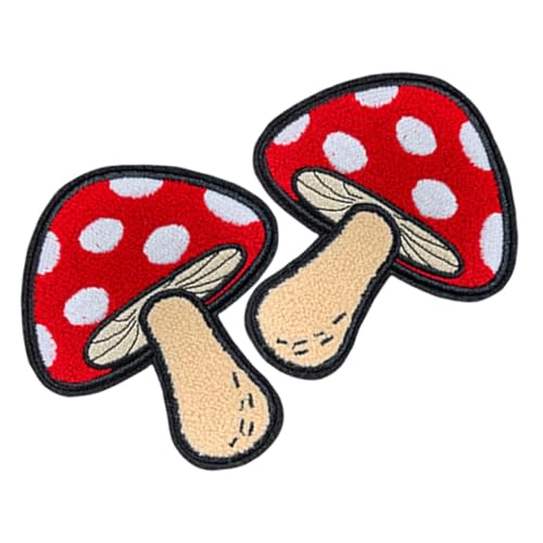 DIYEAH 2 Stück Pilz Aufnäher zum Aufbügeln Bestickte Patches für Kleidung Rucksäcke Hüte Vielseitige Diy Stoffdekoration Strapazierfähig und Schnell Anzubringen von DIYEAH