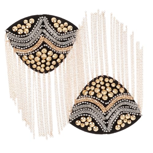 DIYEAH 2 Stück Rivets Epauletten mit Quasten Ketten Deko Punk Schulterklappen für Karneval Kostüm und Mode Accessoire in Schwarz gold DIYEAH 2 Stück Rivets Epauletten mit Quasten Ketten Deko Punk Schulterklappen für Karneval Kostüm und Mode Accessoire in Schwarz gold von DIYEAH