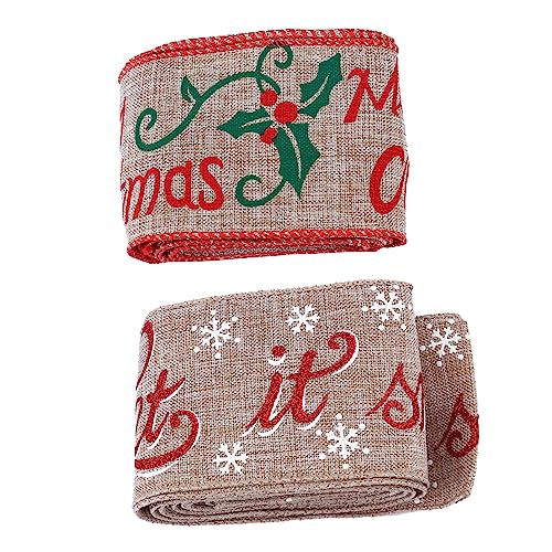 DIYEAH 2 Stück Schleife seidenband ribbon geschenkbänder set christmas décor weihnachtsdeko weihnachtsdeko Baum funkelnd Bausatz Haken Gold Weihnachten DIY Bänder dekoratives Band Leinen- von DIYEAH